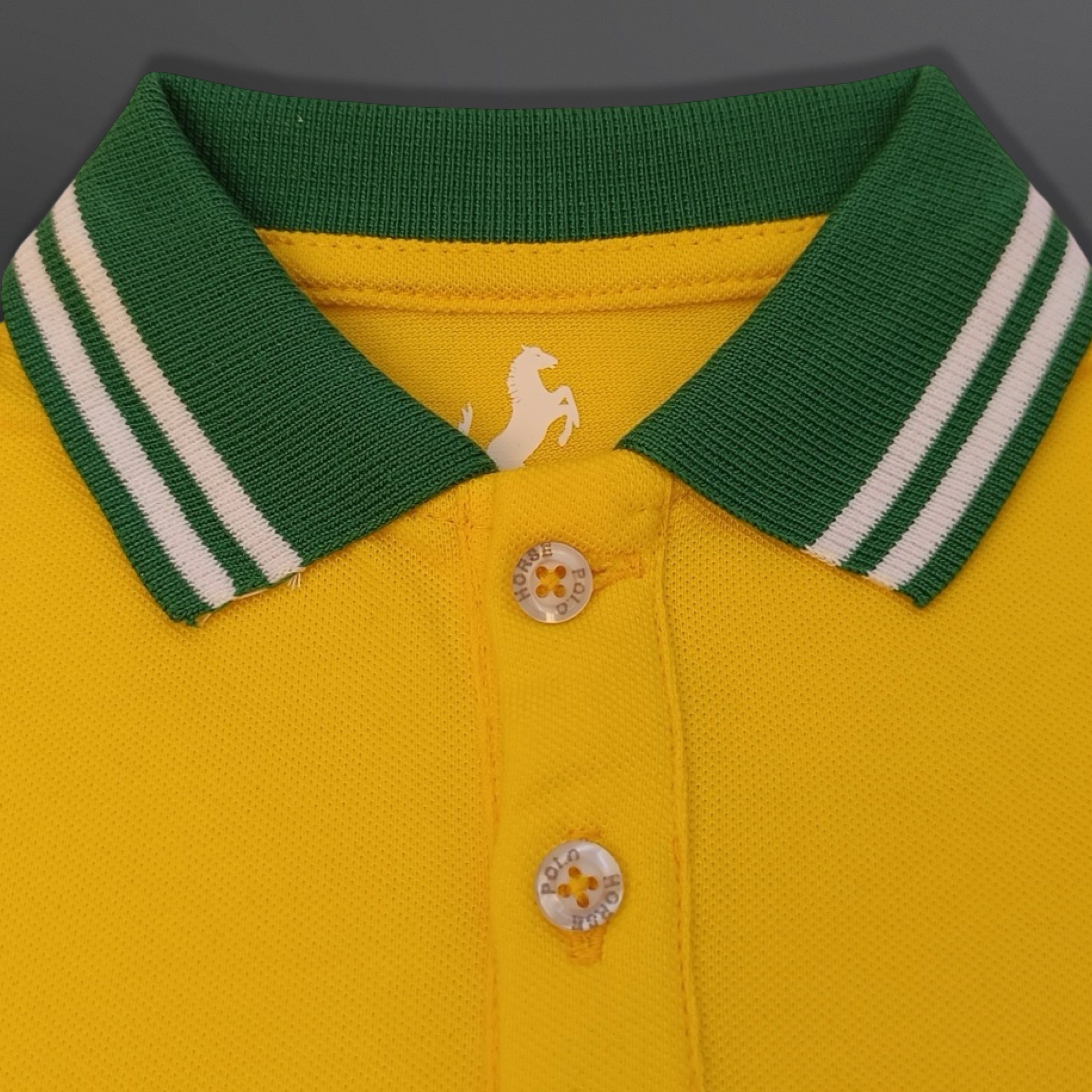 Polo Shirt Kids Casual Collar, Yellow - Green