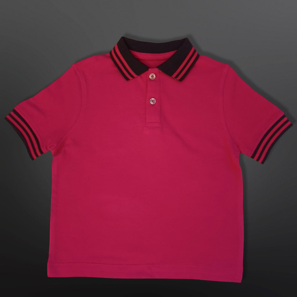 Polo Shirt Kids Casual Collar, Coral - Navy Blue