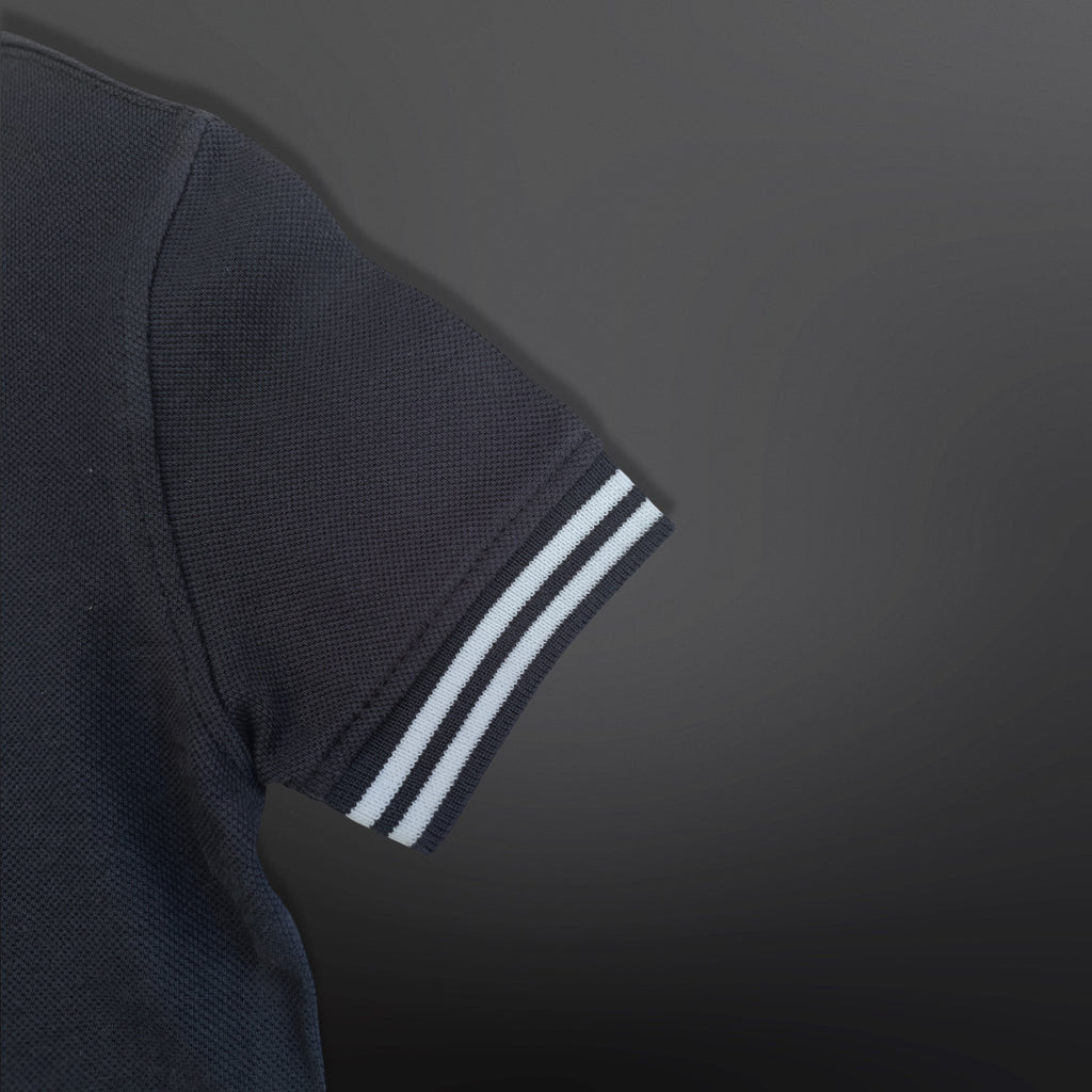 Polo Shirt Kids Casual Collar, Navy Blue - White