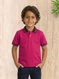 Polo Shirt Kids Casual Collar, Coral - Navy Blue