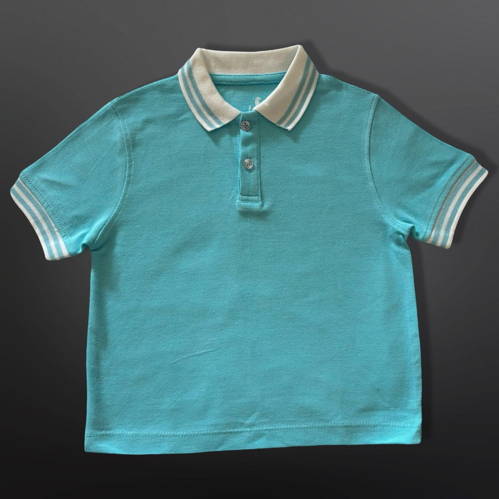Polo Shirt Kids Casual Collar, Baby Blue - White