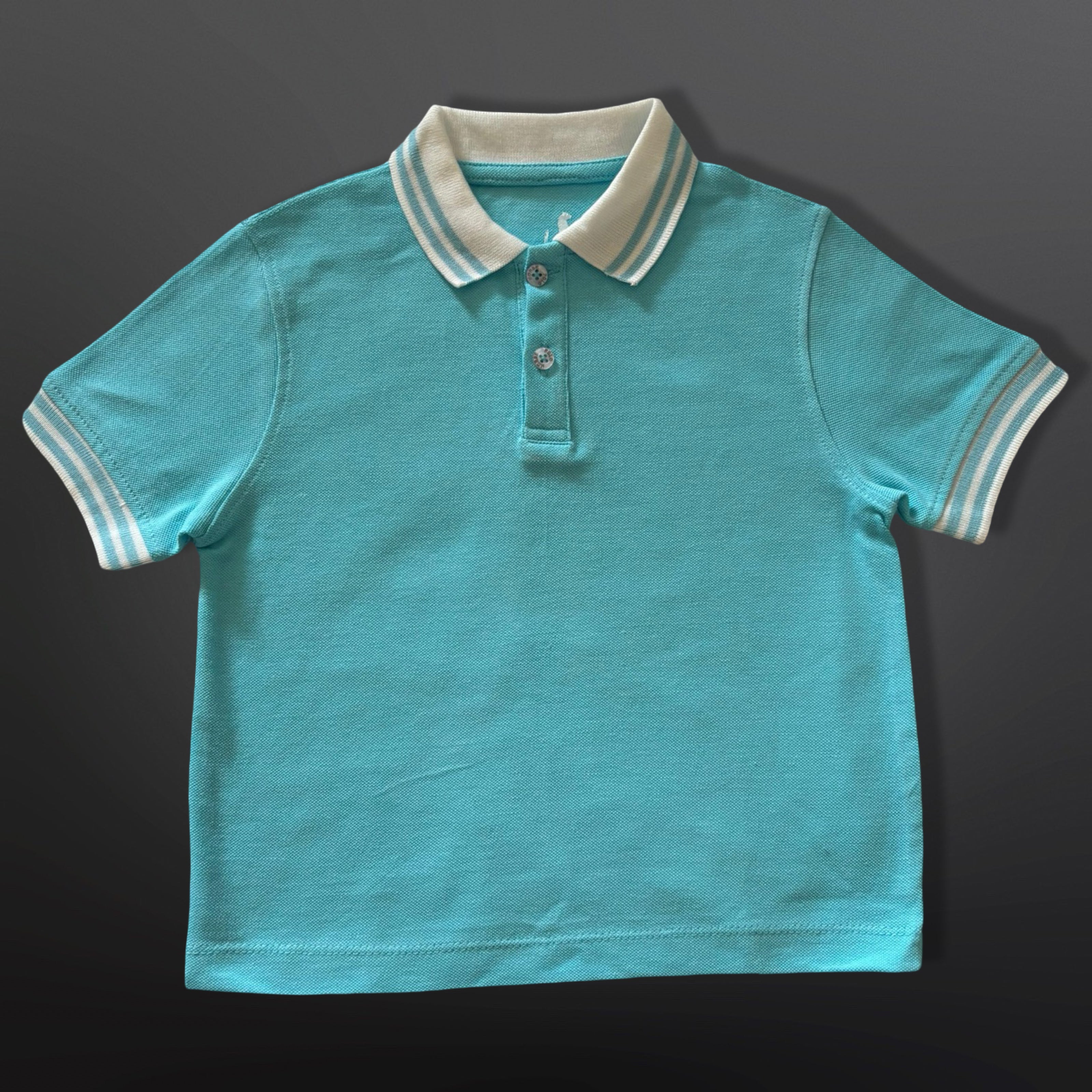 Polo Shirt Kids Casual Collar, Baby Blue - White