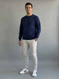 Sweatshirt Crew Neck Plain, Navy blue