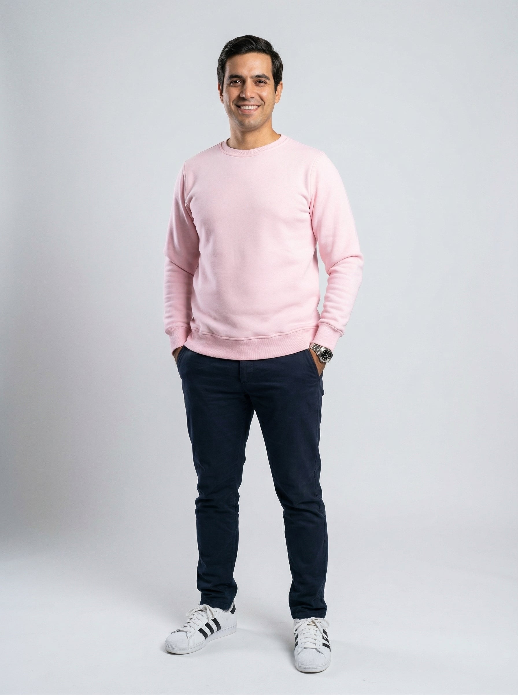 Sweatshirt Crew Neck Plain, Rose