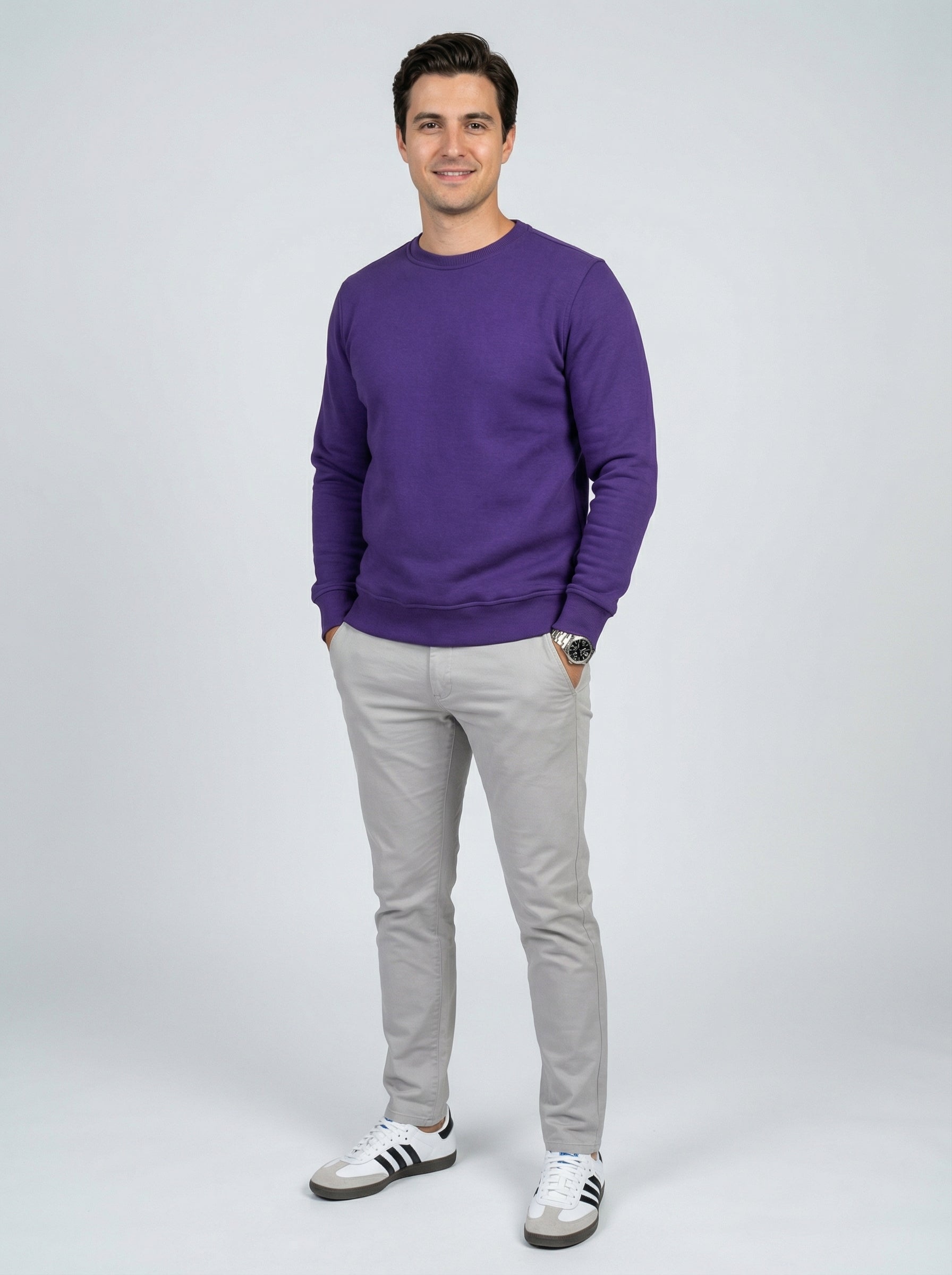 Sweatshirt Crew Neck Plain, Purple