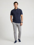 Polo T-Shirt Casual Collar for men, Navy Blue - White