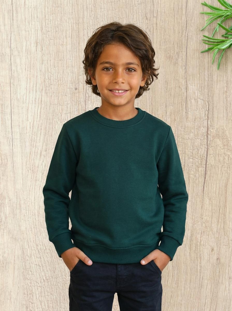 Sweatshirt round plain for Kids, Green